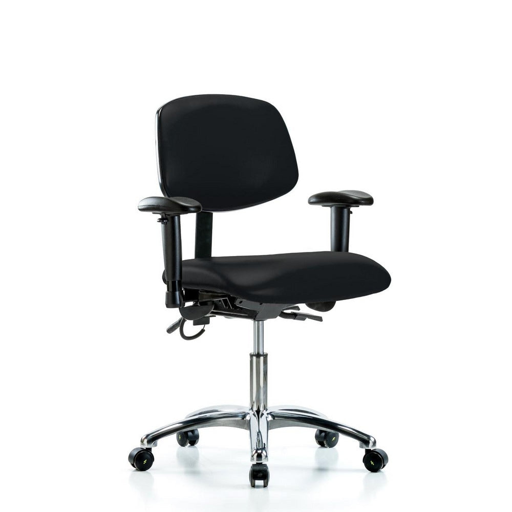 ESD Task Chair: ESD Vinyl, 24" Seat Height, Black