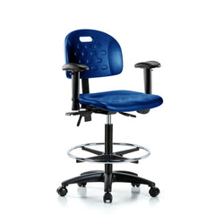 Polyurethane Task Chair: Polyurethane, 34" Seat Height, Blue