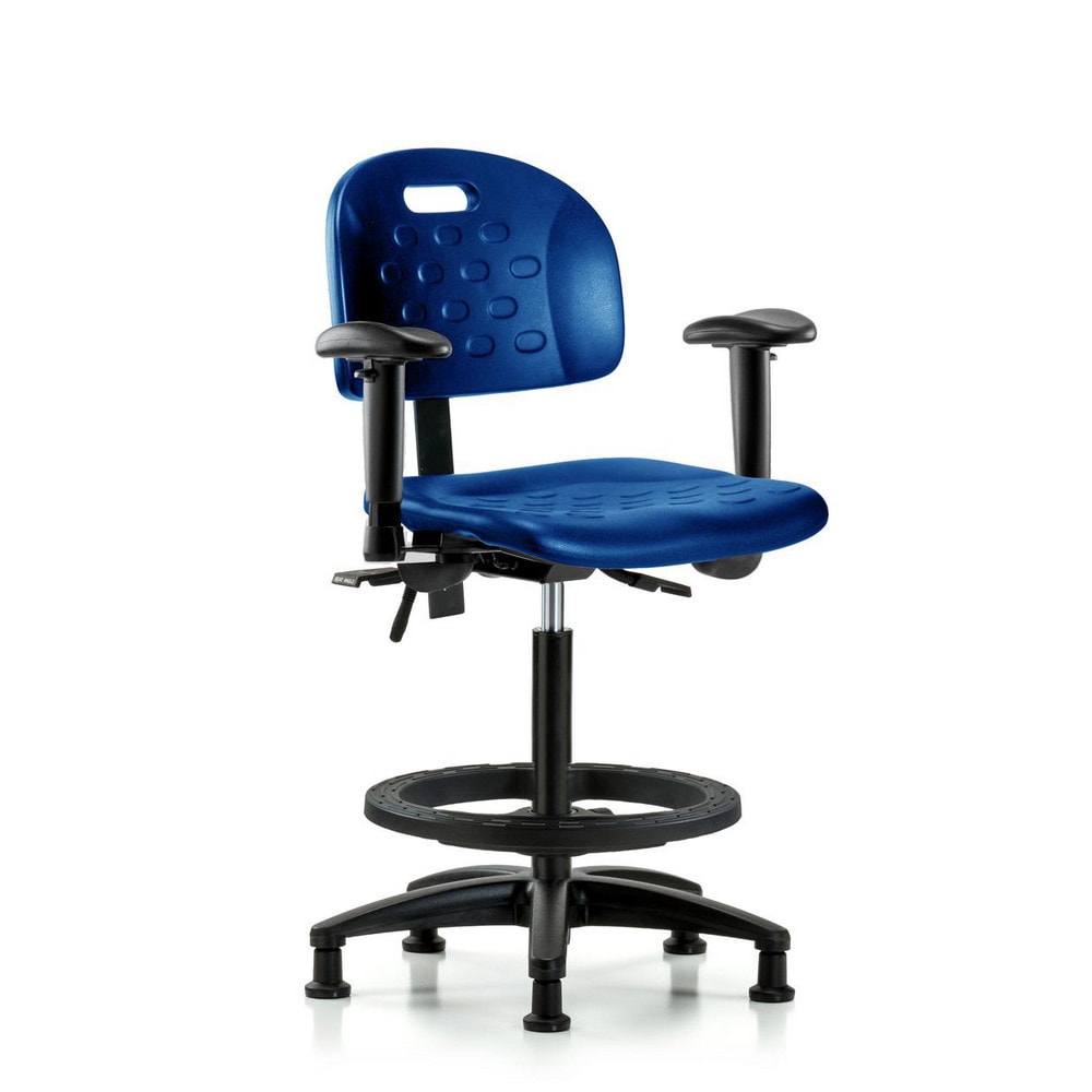 Polyurethane Task Chair: Polyurethane, 34" Seat Height, Blue