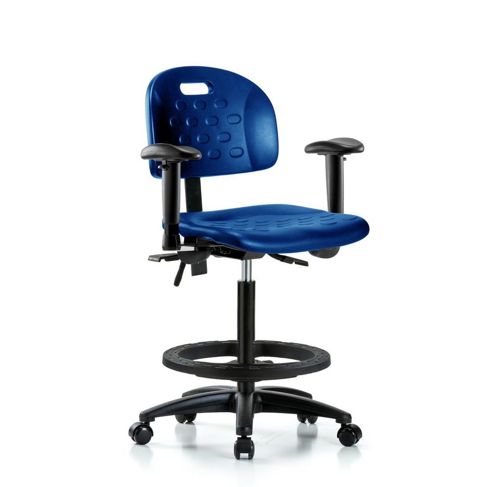 Polyurethane Task Chair: Polyurethane, 34" Seat Height, Blue