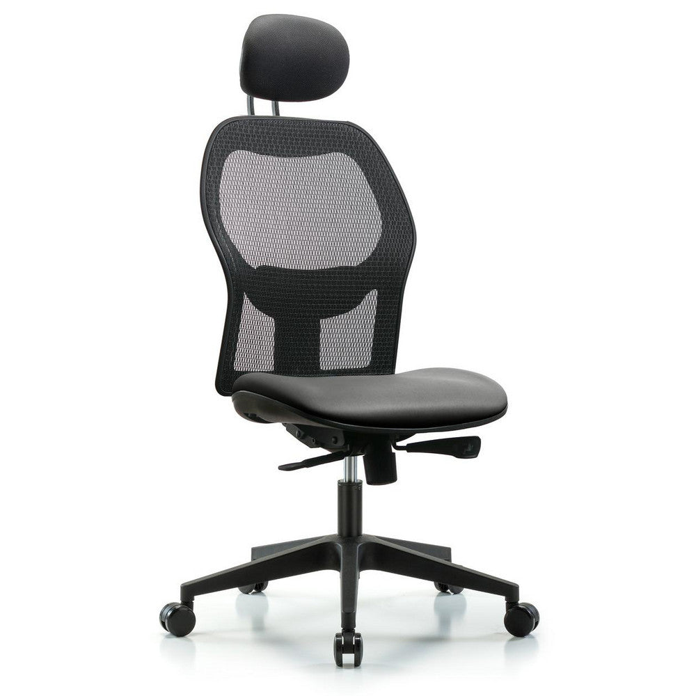 Mesh Office Task Chair: Vinyl, 23" Seat Height, Sterling