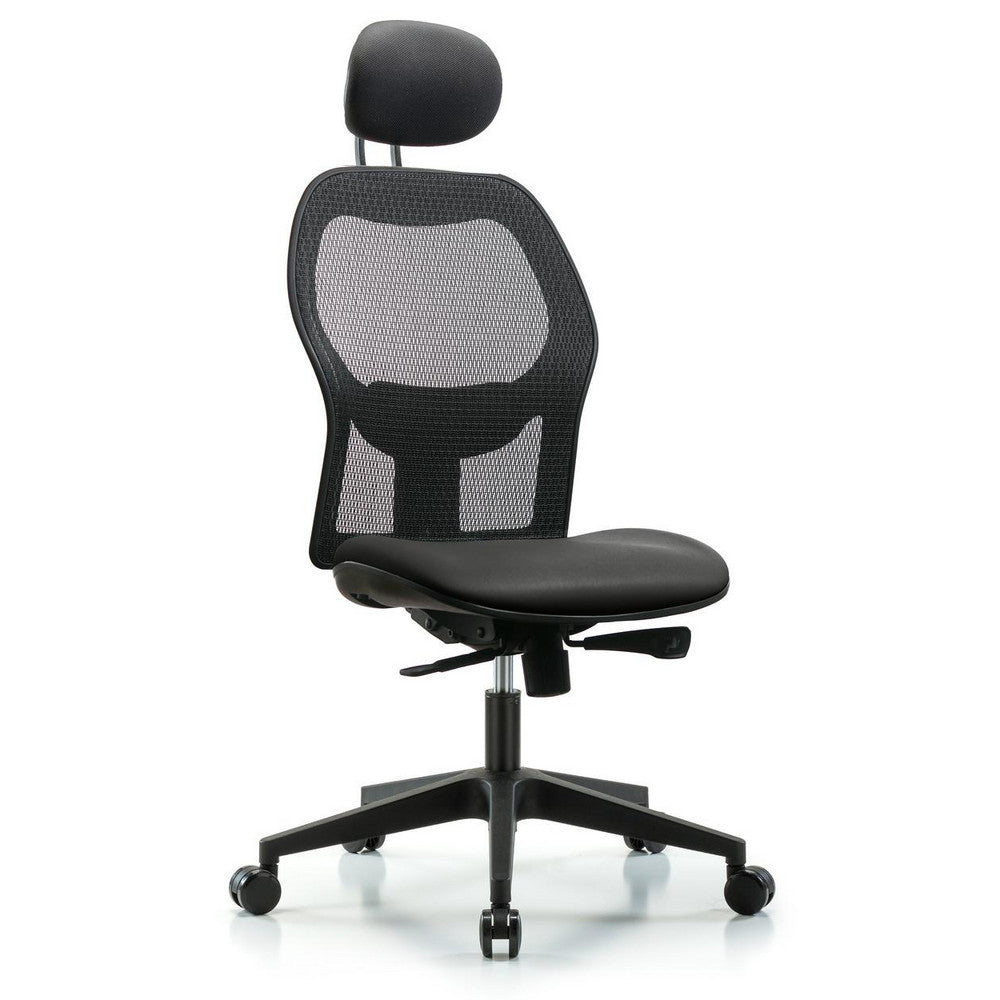 Mesh Office Task Chair: Vinyl, 23" Seat Height, Carbon