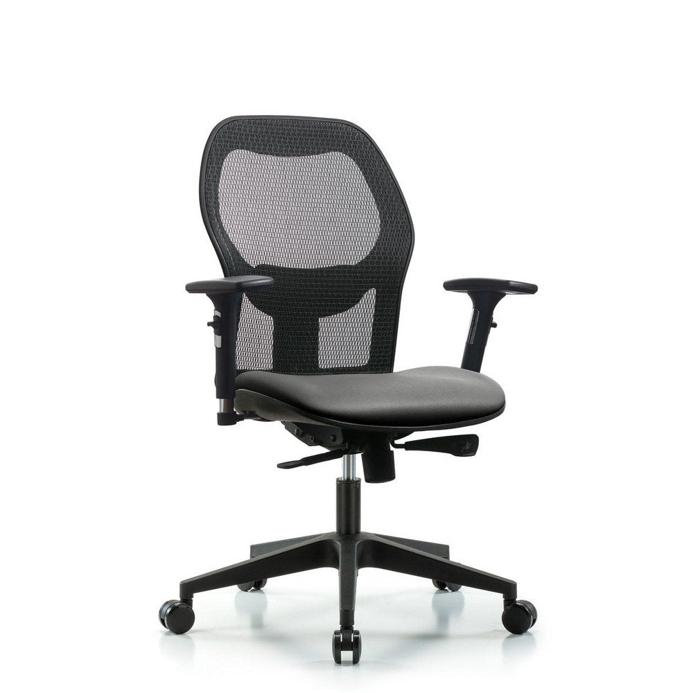 Mesh Office Task Chair: Vinyl, 23" Seat Height, Sterling