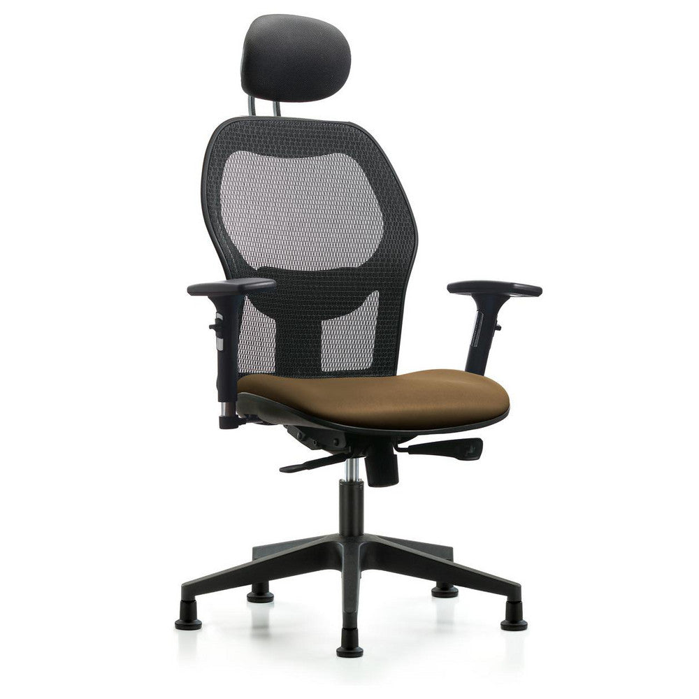 Mesh Office Task Chair: Vinyl, 23" Seat Height, Taupe