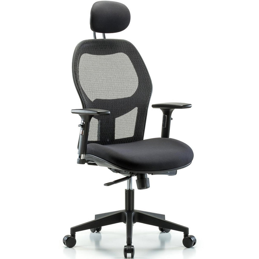 Mesh Office Task Chair: Mesh Fabric, 23" Seat Height, Black