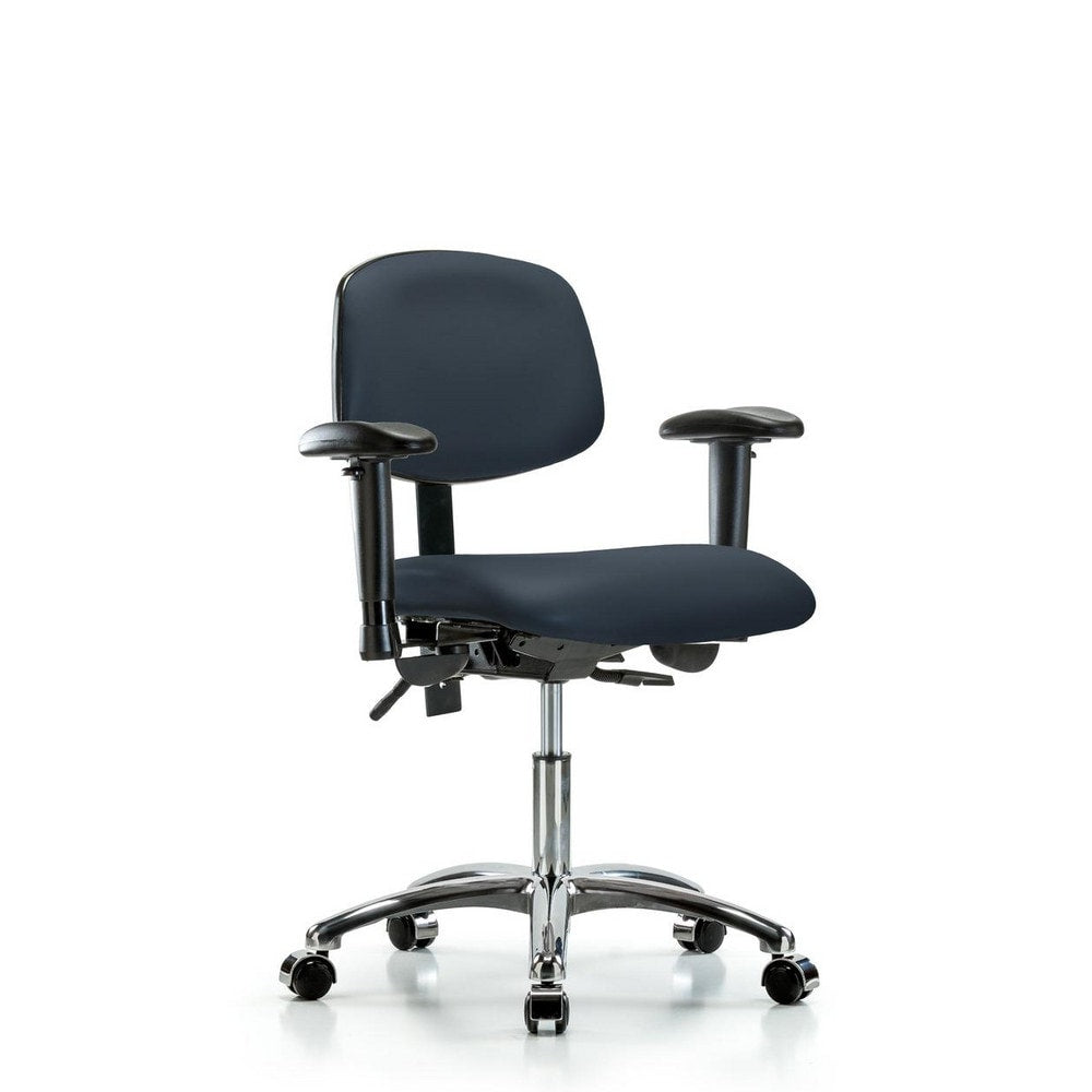 Ergonomic Multifunction Task Chair: Vinyl, 24" Seat Height, Imperial Blue