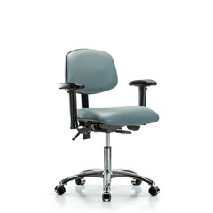 Ergonomic Multifunction Task Chair: Vinyl, 24" Seat Height, Storm