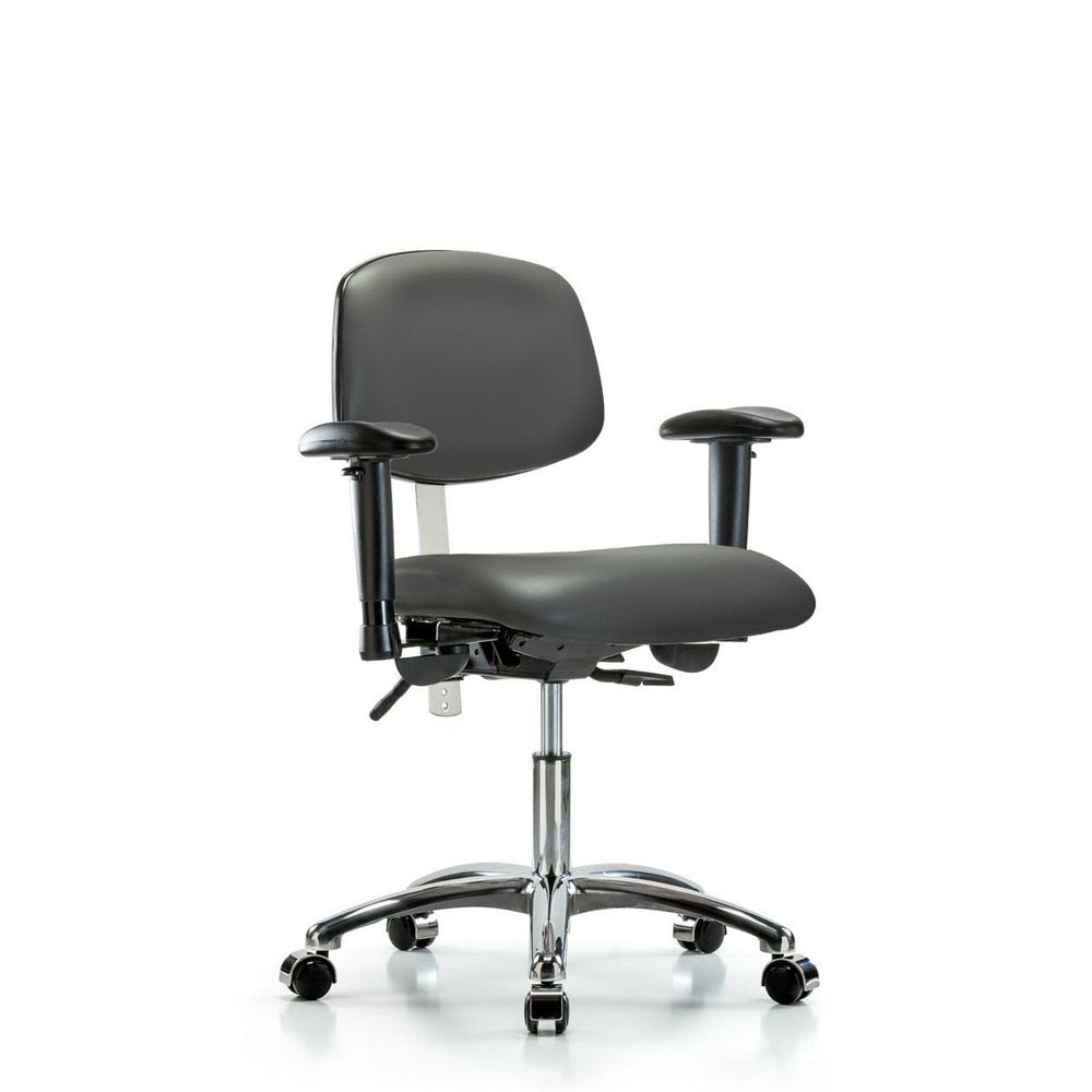 Clean Room Task Chair: Vinyl, 24" Seat Height, Carbon