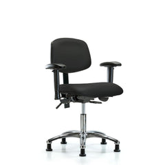 Ergonomic Multifunction Task Chair: Vinyl, 24" Seat Height, Black