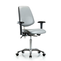 Clean Room Task Chair: Vinyl, 29" Seat Height, Sterling