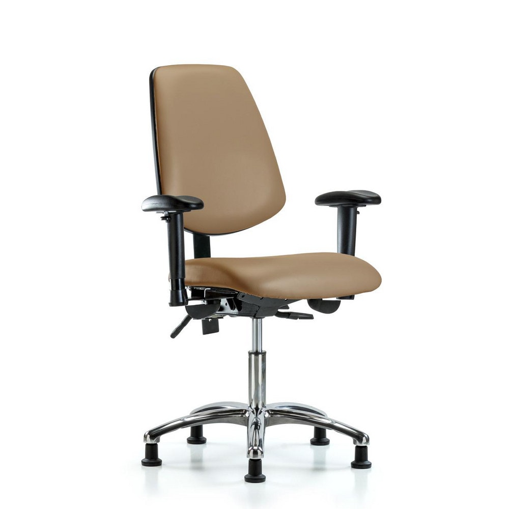 Ergonomic Multifunction Task Chair: Vinyl, 24" Seat Height, Taupe