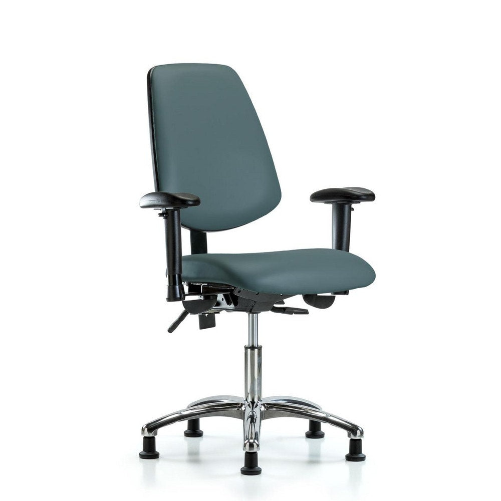 Ergonomic Multifunction Task Chair: Vinyl, 24" Seat Height, Colonial Blue