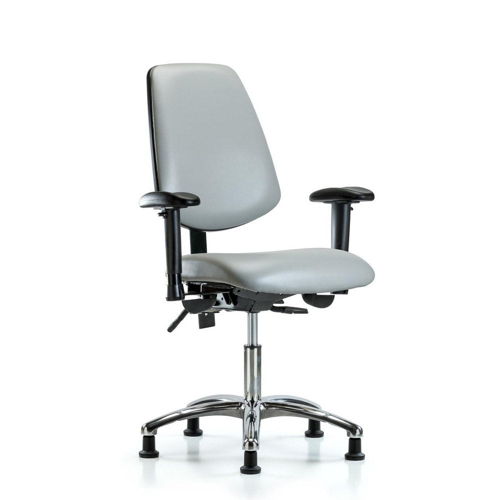 Ergonomic Multifunction Task Chair: Vinyl, 24" Seat Height, Dove Gray