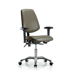 Ergonomic Multifunction Task Chair: Vinyl, 24" Seat Height, Taupe