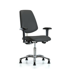 Clean Room Task Chair: Vinyl, 24" Seat Height, Charcoal