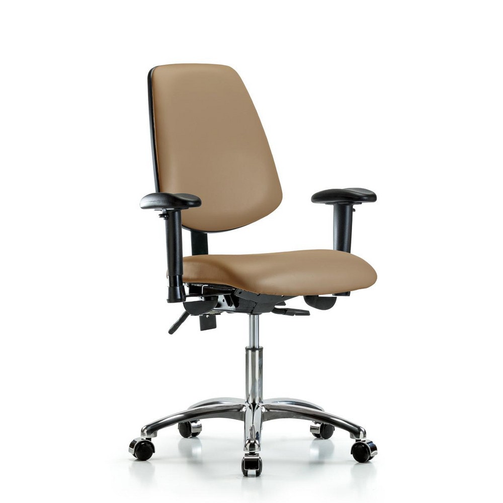 Ergonomic Multifunction Task Chair: Vinyl, 24" Seat Height, Taupe