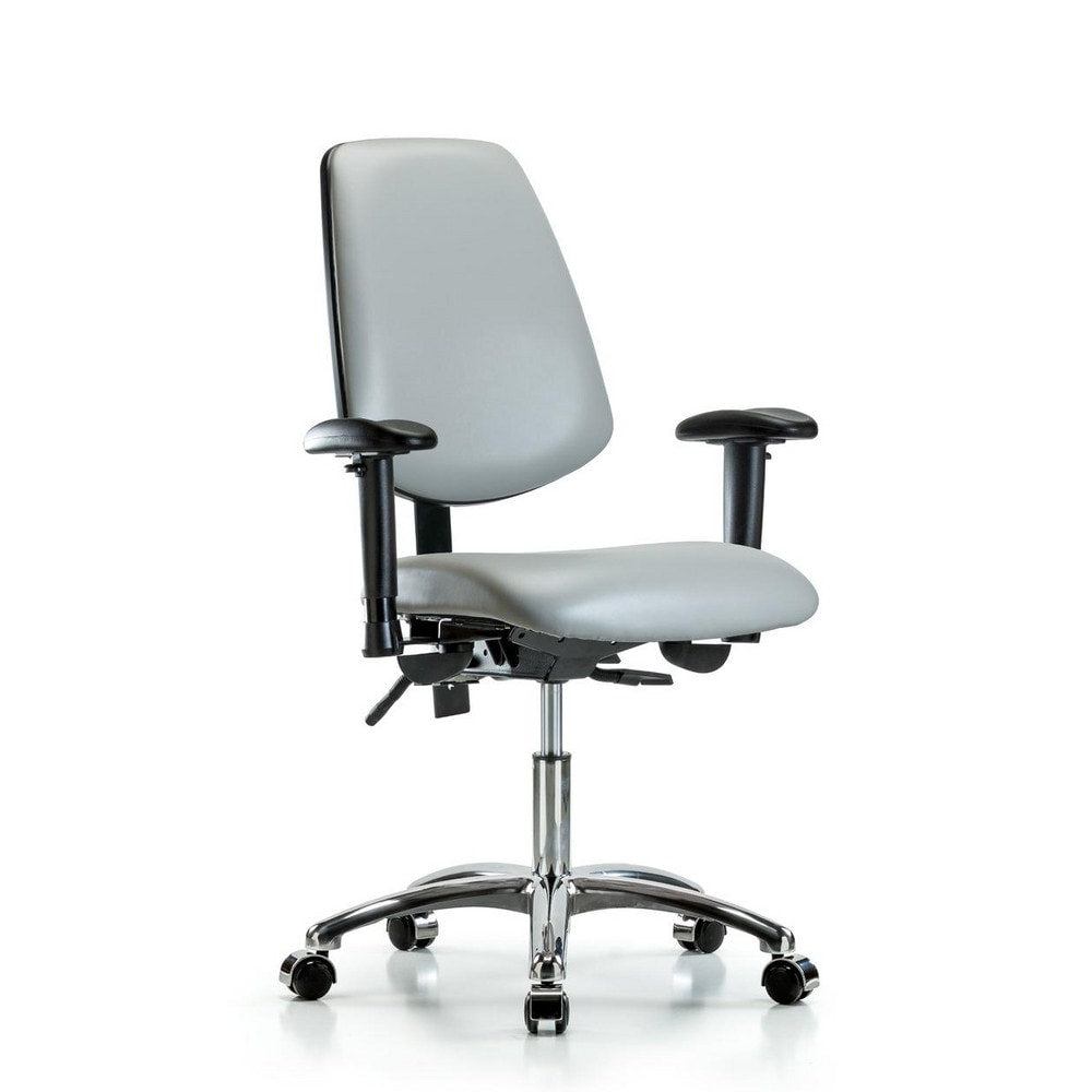 Ergonomic Multifunction Task Chair: Vinyl, 24" Seat Height, Dove Gray