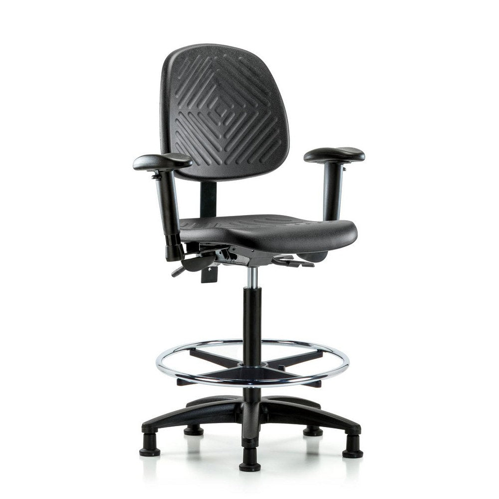 Polyurethane Task Chair: Polyurethane, 33-1/4" Seat Height, Black