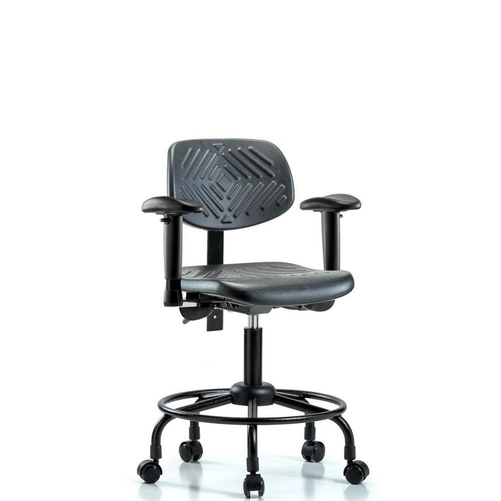 Polyurethane Task Chair: Polyurethane, 26-1/4" Seat Height, Black