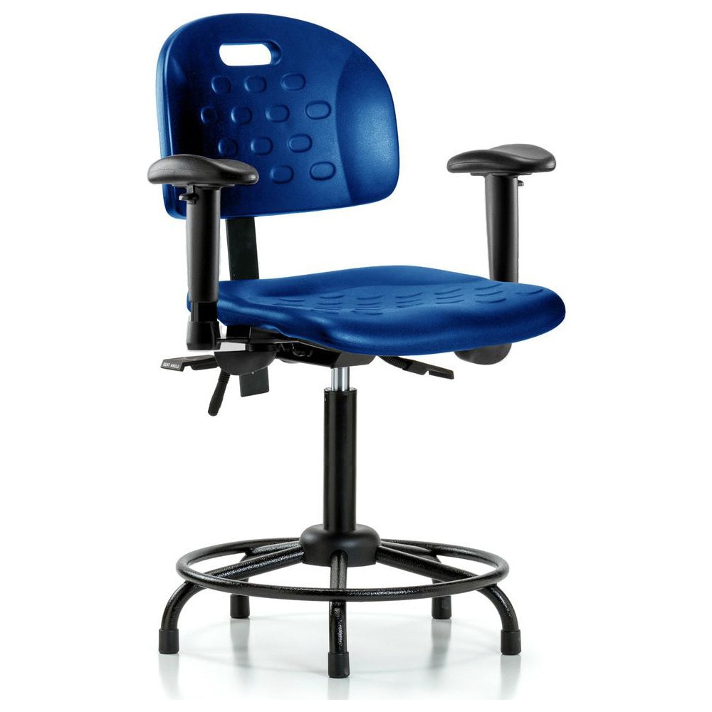 Polyurethane Task Chair: Polyurethane, 29-1/2" Seat Height, Blue