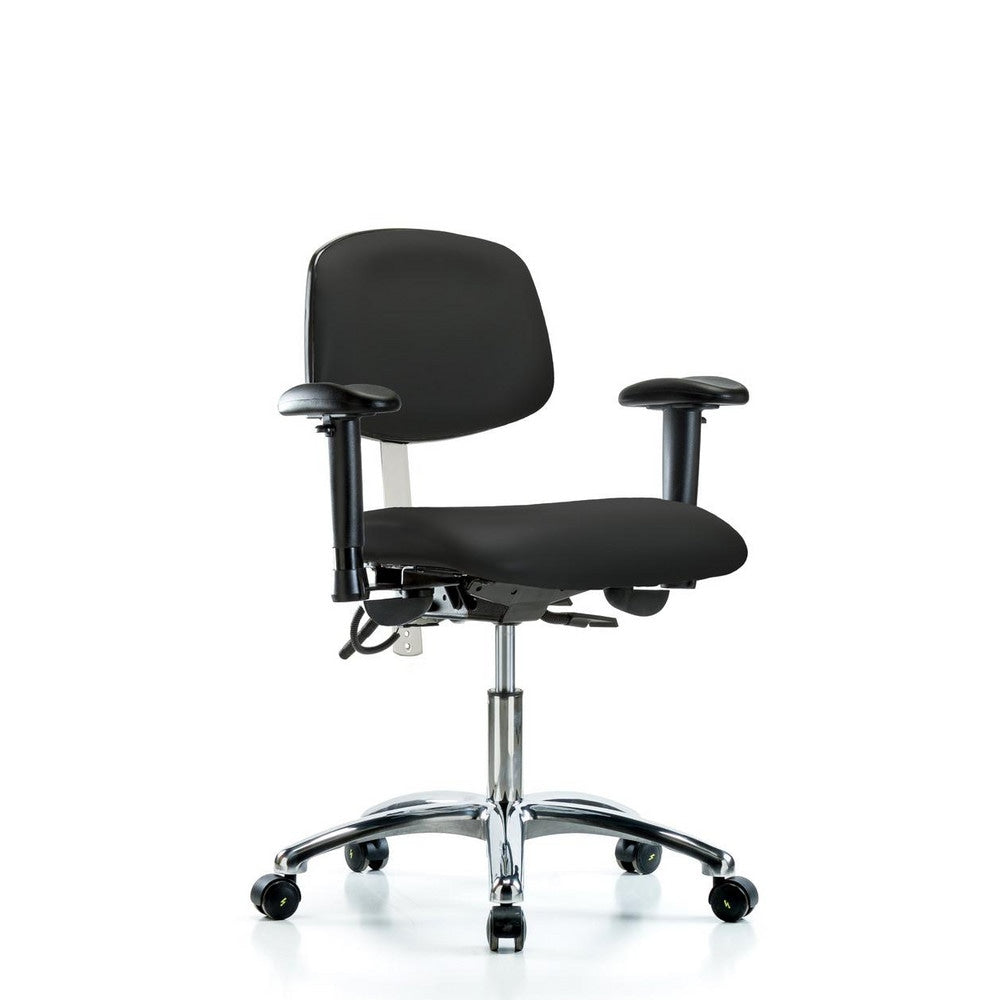 Clean Room & ESD Task Chair: ESD Vinyl, 24" Seat Height, Black