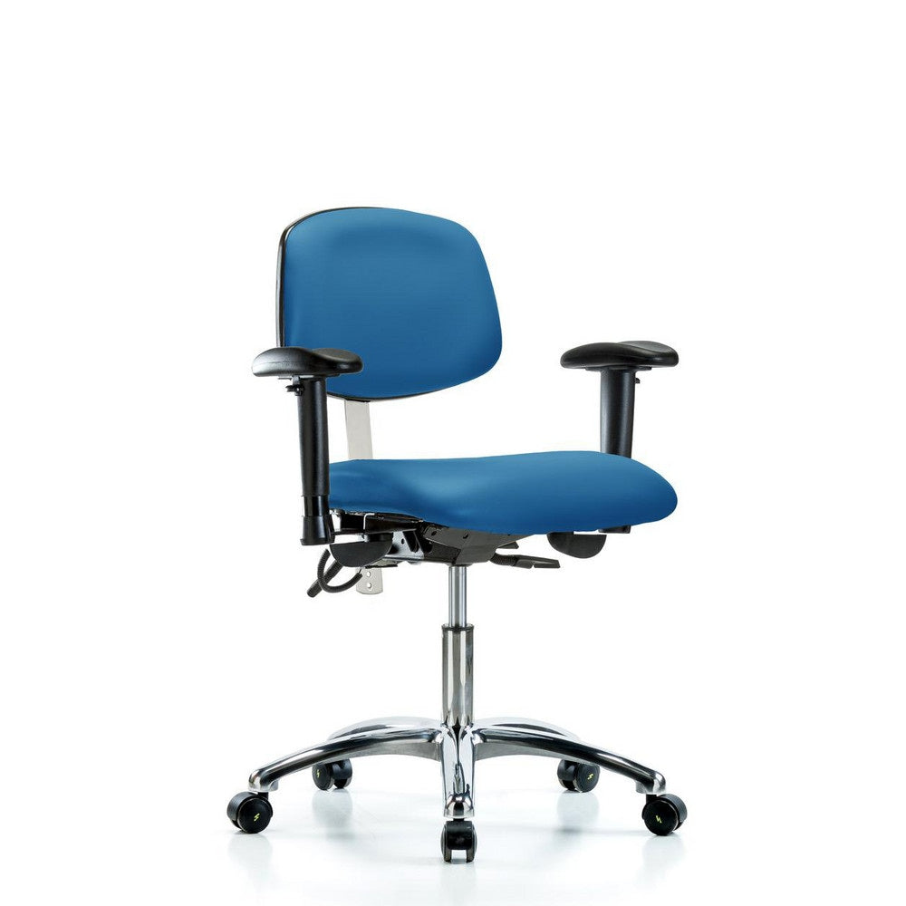 Clean Room & ESD Task Chair: ESD Vinyl, 24" Seat Height, Blue