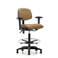 Ergonomic Multifunction Task Chair: Vinyl, 34-1/2" Seat Height, Taupe