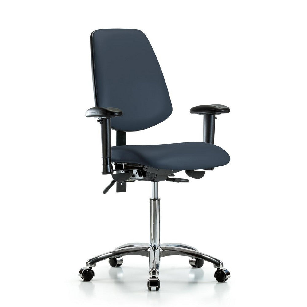 Ergonomic Multifunction Task Chair: Vinyl, 29" Seat Height, Imperial Blue