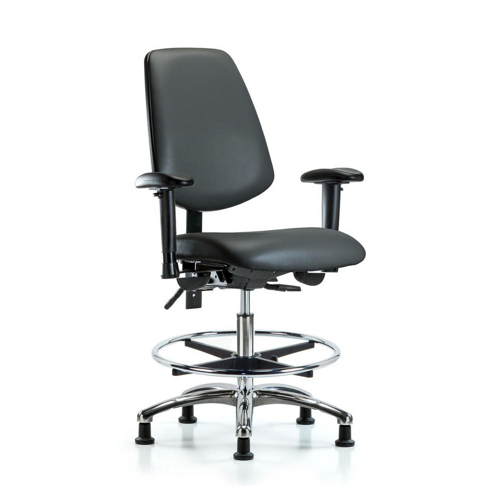 Ergonomic Multifunction Task Chair: Vinyl, 29" Seat Height, Carbon