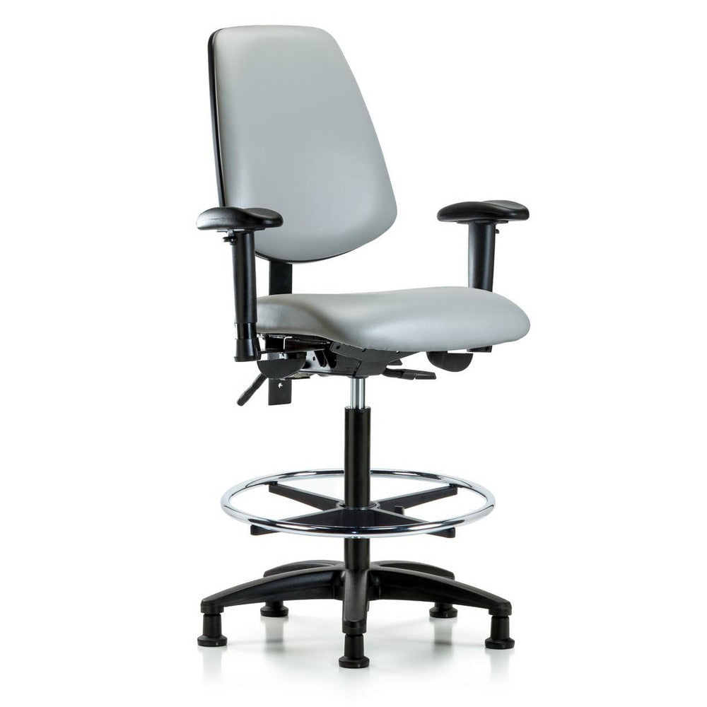 Ergonomic Multifunction Task Chair: Vinyl, 37" Seat Height, Dove Gray