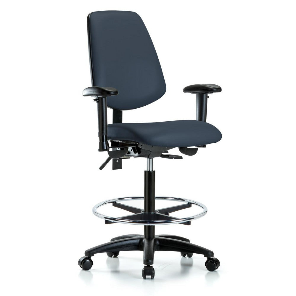 Ergonomic Multifunction Task Chair: Vinyl, 37" Seat Height, Imperial Blue