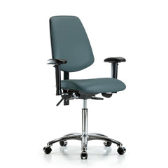 Ergonomic Multifunction Task Chair: Vinyl, 29" Seat Height, Colonial Blue