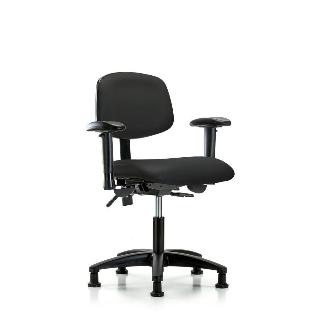 Ergonomic Multifunction Task Chair: Vinyl, 23" Seat Height, Black