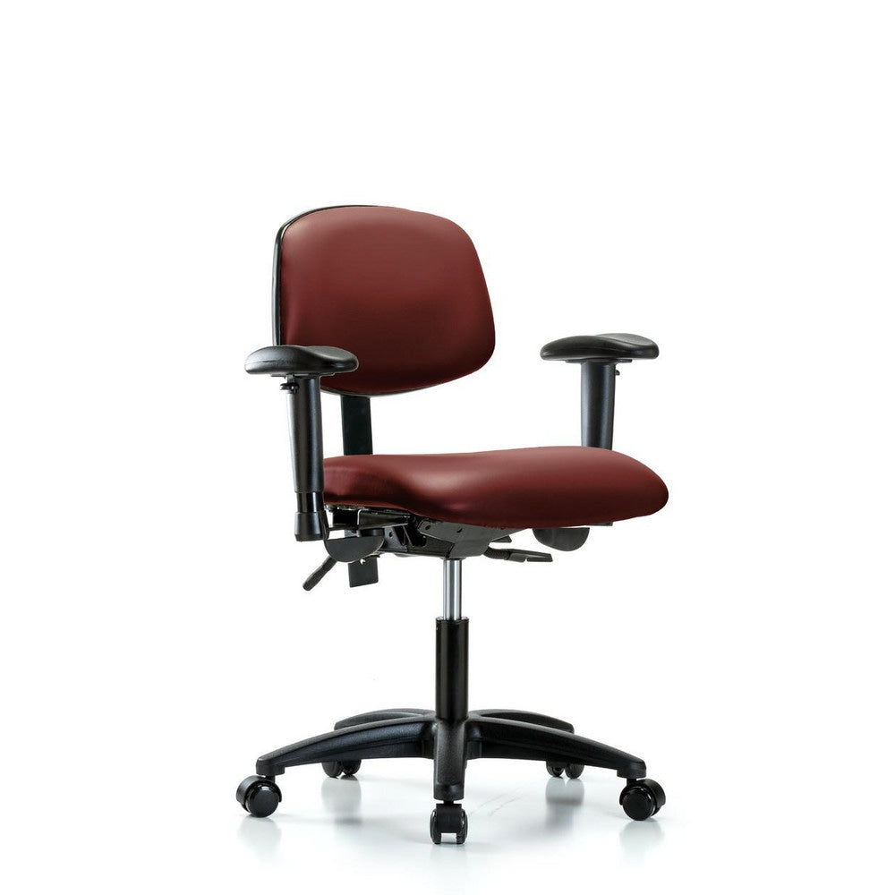 Ergonomic Multifunction Task Chair: Vinyl, 23" Seat Height, Borscht