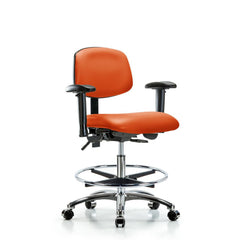 Ergonomic Multifunction Task Chair: Vinyl, 29" Seat Height, Orange Kist