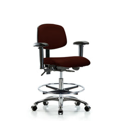 Ergonomic Multifunction Task Chair: Vinyl, 29" Seat Height, Burgundy