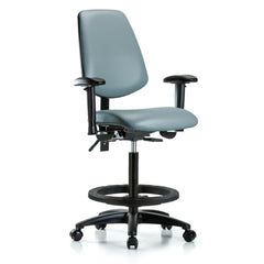 Ergonomic Multifunction Task Chair: Vinyl, 37" Seat Height, Storm