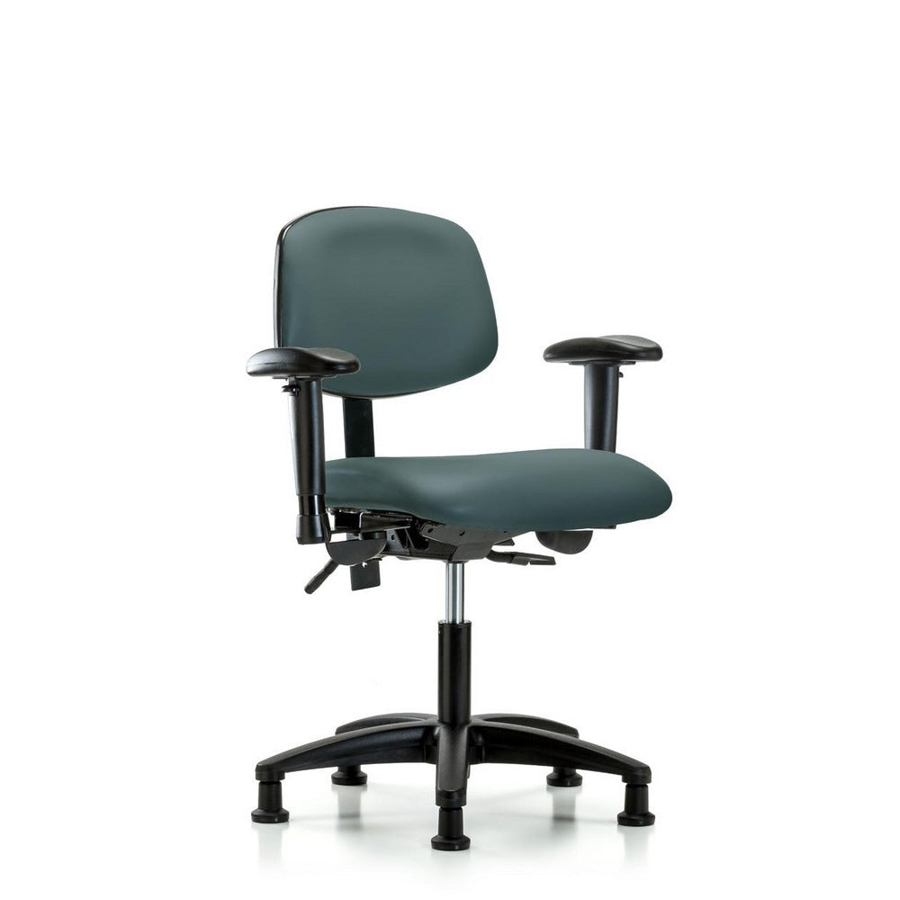 Ergonomic Multifunction Task Chair: Vinyl, 23" Seat Height, Colonial Blue