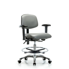 Ergonomic Multifunction Task Chair: Vinyl, 29" Seat Height, Sterling