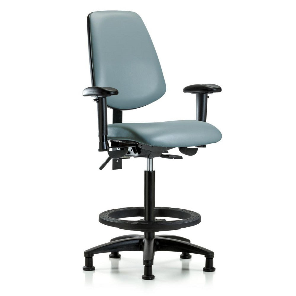 Ergonomic Multifunction Task Chair: Vinyl, 37" Seat Height, Storm