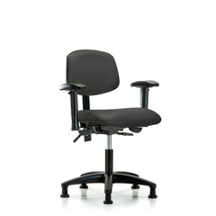 Ergonomic Multifunction Task Chair: Vinyl, 23" Seat Height, Charcoal