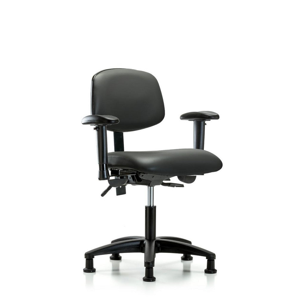 Ergonomic Multifunction Task Chair: Vinyl, 23" Seat Height, Carbon