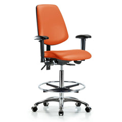 Ergonomic Multifunction Task Chair: Vinyl, 36" Seat Height, Orange Kist