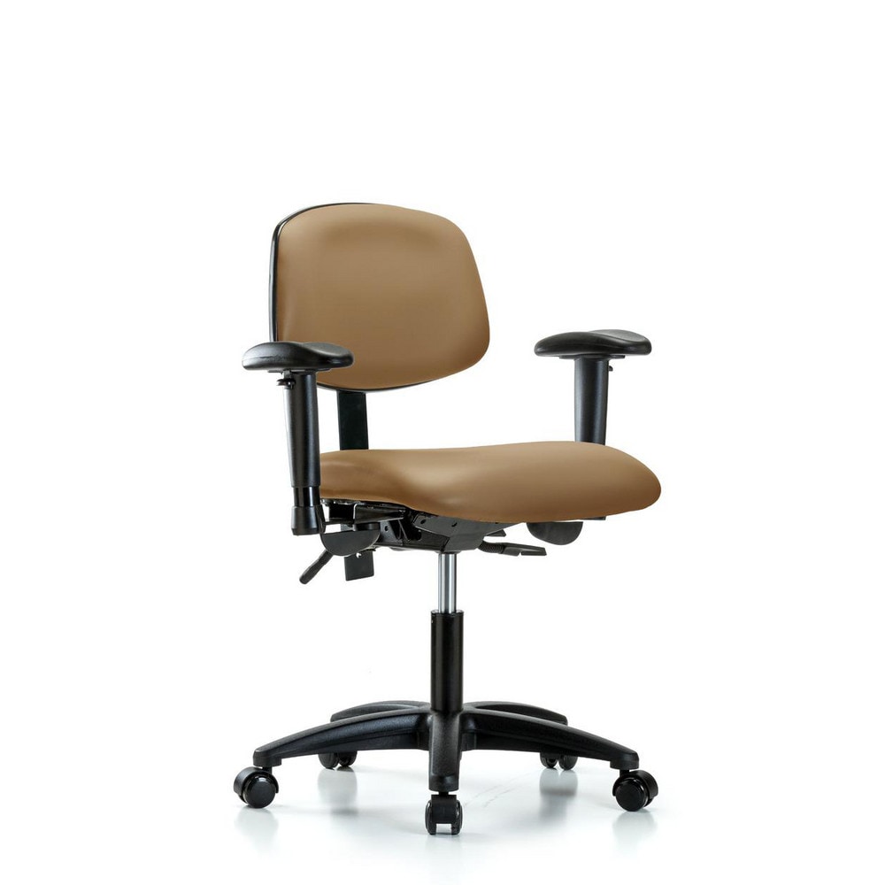 Ergonomic Multifunction Task Chair: Vinyl, 23" Seat Height, Taupe