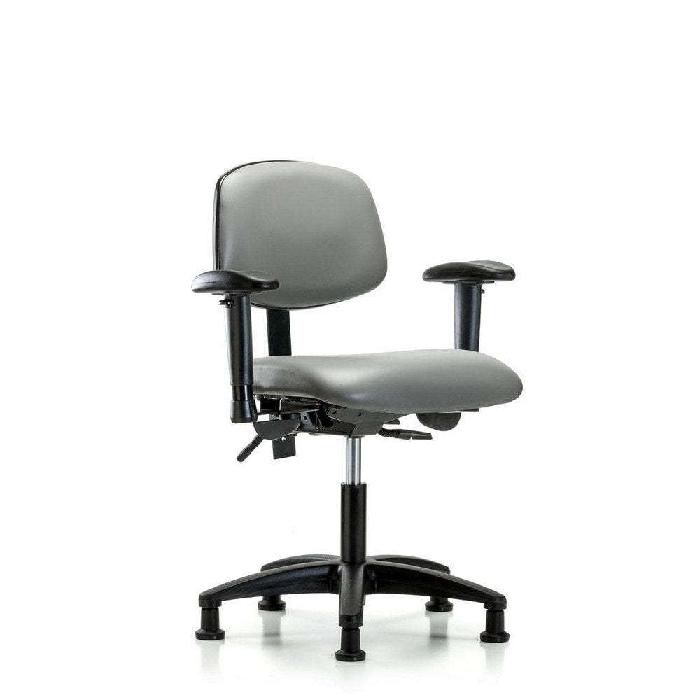 Ergonomic Multifunction Task Chair: Vinyl, 23" Seat Height, Sterling