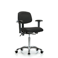 Ergonomic Multifunction Task Chair: Vinyl, 29" Seat Height, Black