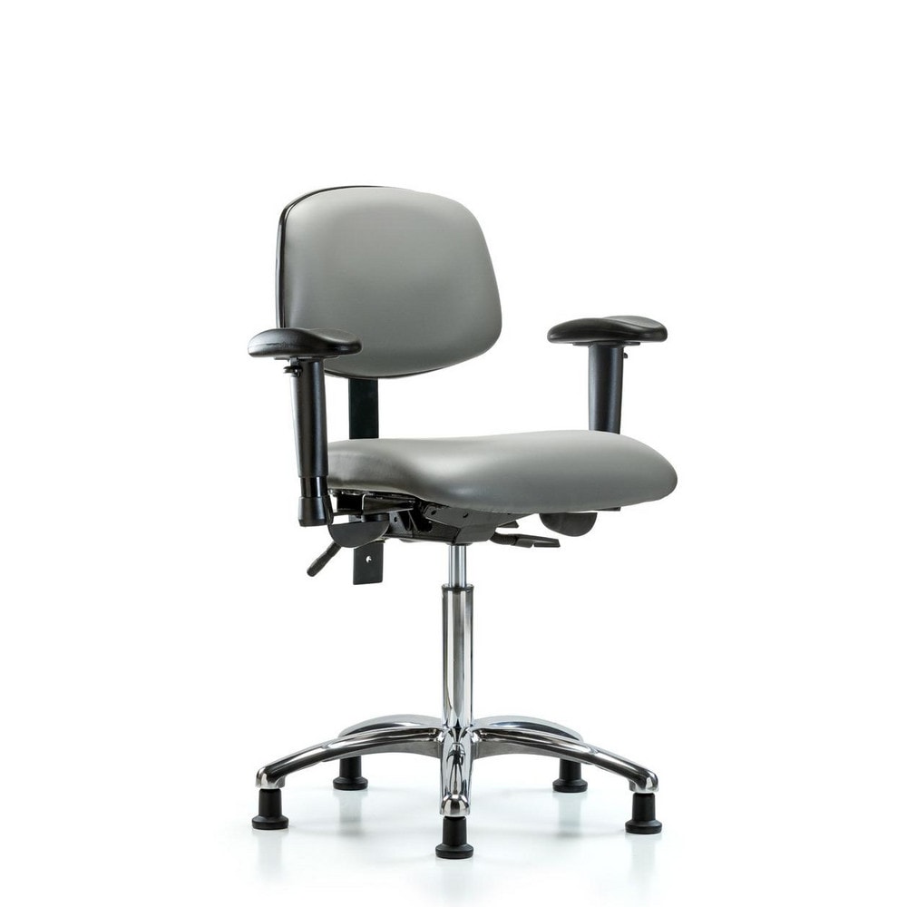 Ergonomic Multifunction Task Chair: Vinyl, 29" Seat Height, Sterling