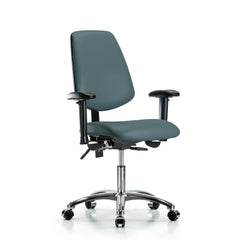 Ergonomic Multifunction Task Chair: Vinyl, 24" Seat Height, Colonial Blue