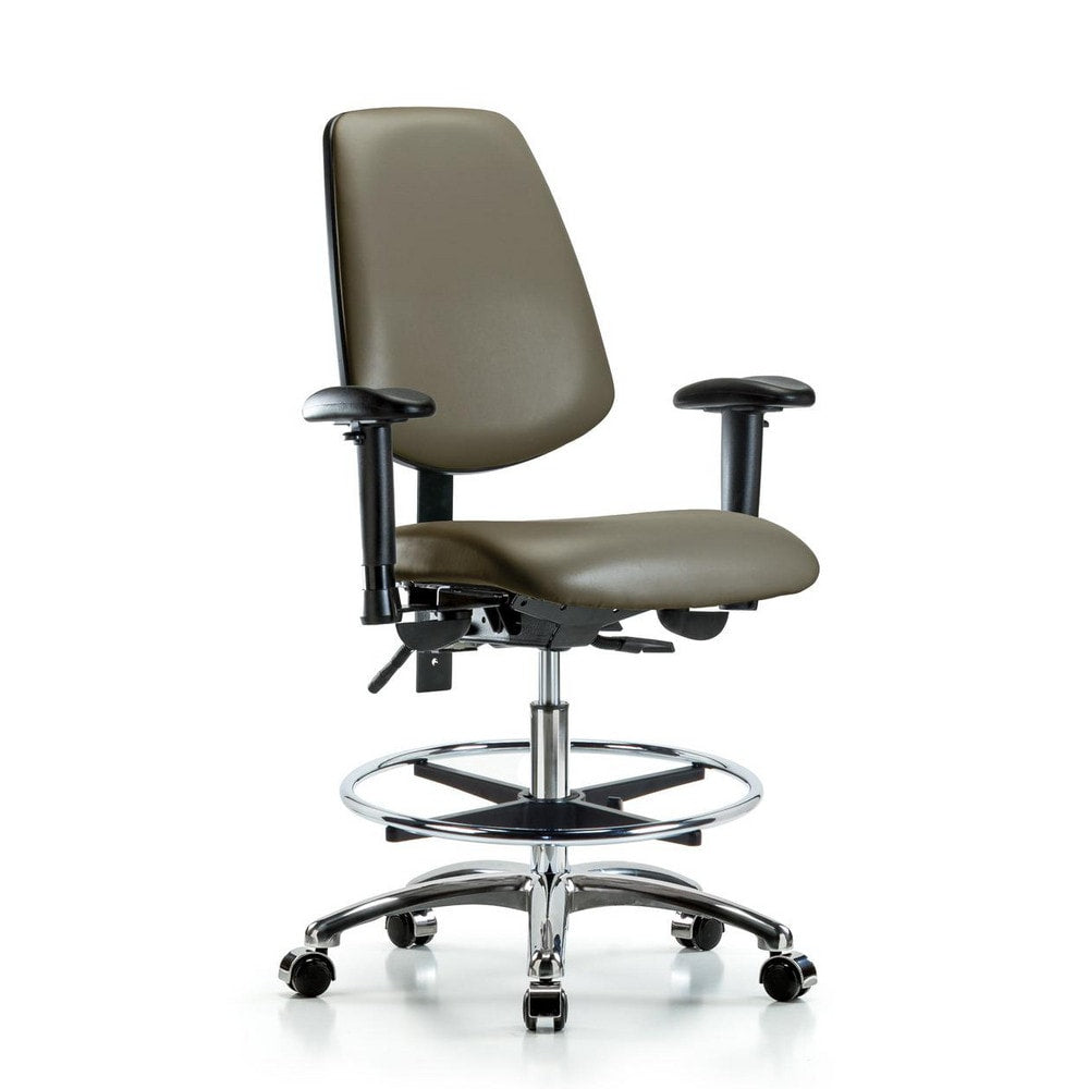 Ergonomic Multifunction Task Chair: Vinyl, 29" Seat Height, Taupe