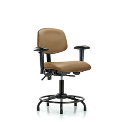 Ergonomic Multifunction Task Chair: Vinyl, 25-3/4" Seat Height, Taupe